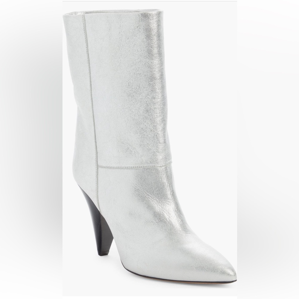 ISABEL MARANT | Locky Metallic Leather Bootie | Silver | Sz 10US